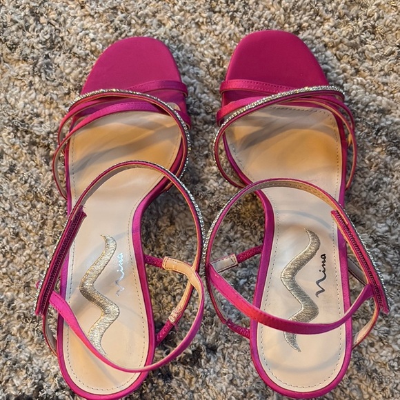 Nina Pink Strappy Heels with rhinestone detailing  dainty straps - Picture 8 of 8